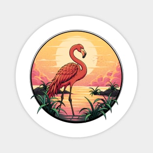 sunset flamingos Magnet